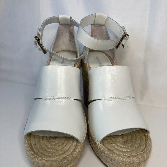 Treasure & Bond Wedge Espadrilles Size 8.5 White Leather with Silver Buckles. - Picture 2 of 7